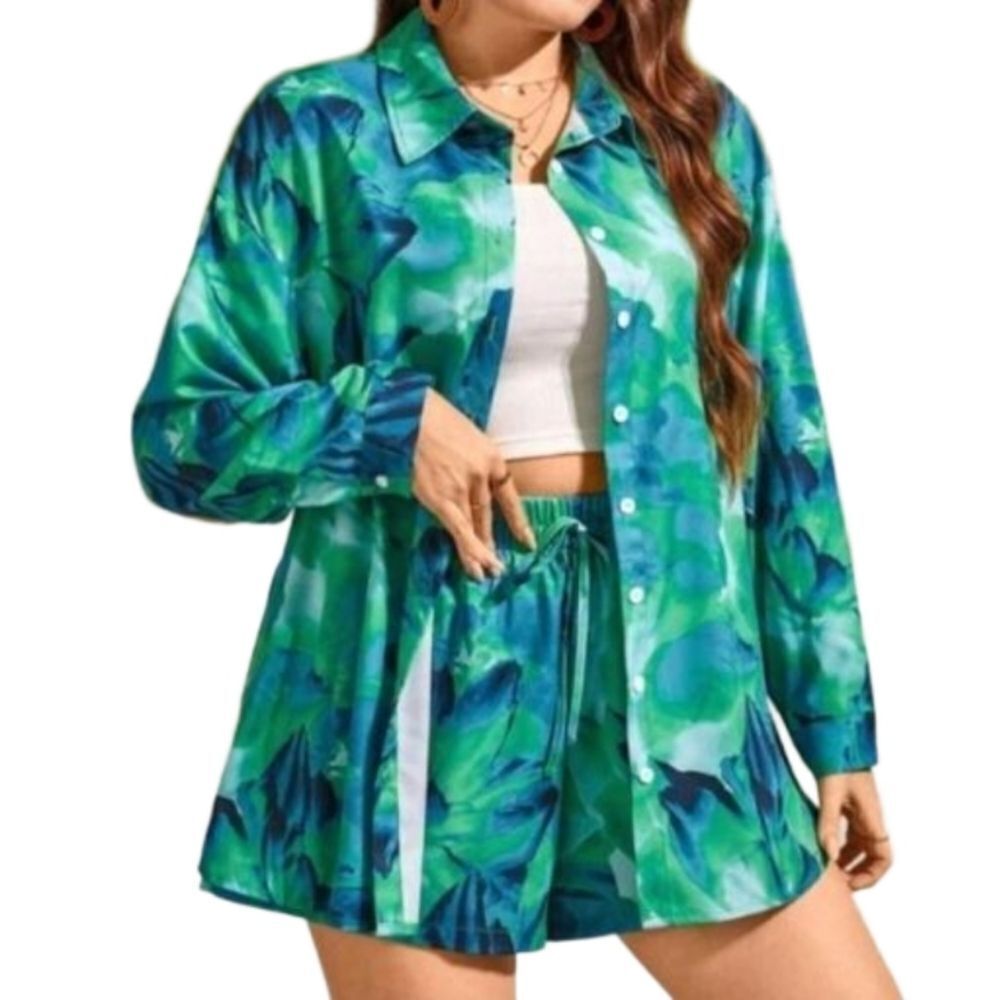 Beautiful tropical print two-piece plus size set sz 3x